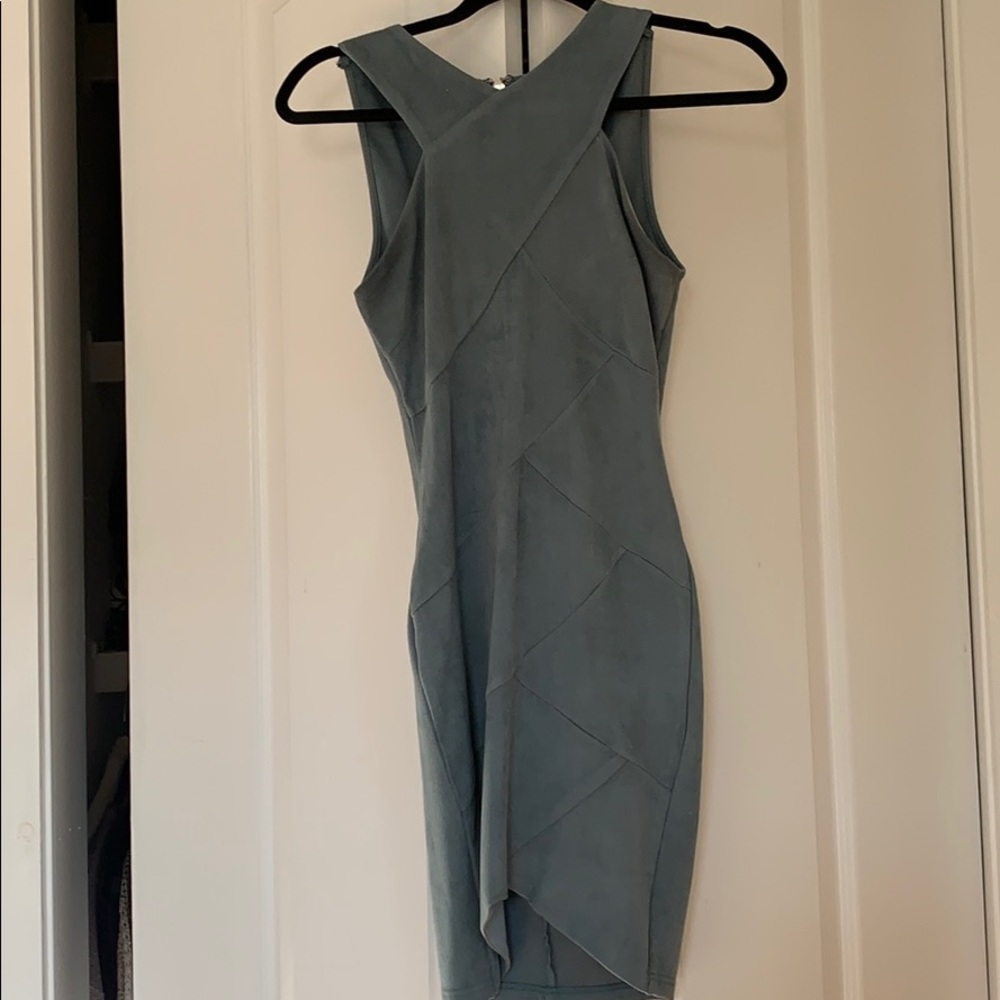 Light green/blue suede dress